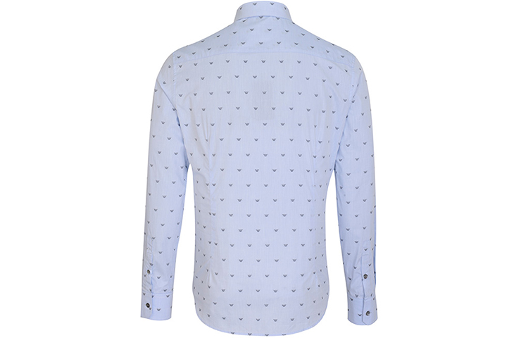 Sizing Emporio Armani 藍色長袖襯衫搭配老鷹標誌 6H1C80-1NC1Z-F702