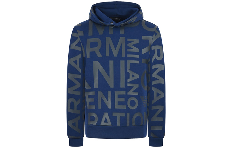 Emporio Armani Blue Loose Fit Hoodie with Letter Logo 6H1ML0-1JP0Z-F953