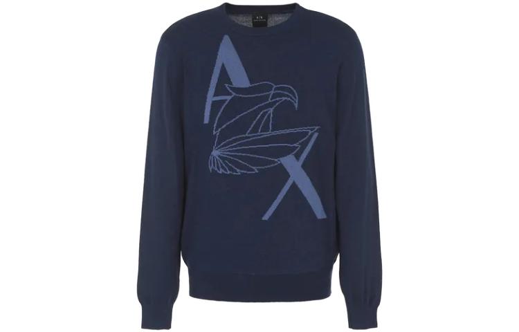 Emporio Armani Blue Patterned Crewneck Pullover Casual Sweatshirt 6RZM1D-ZMM9Z-11510