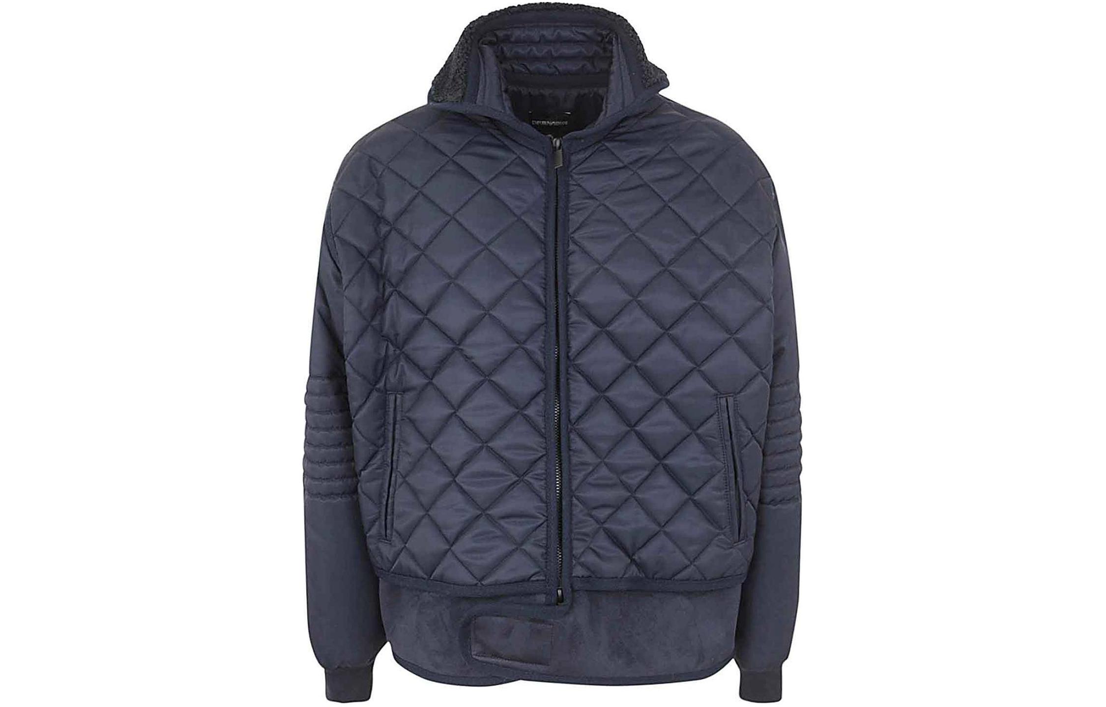 Emporio Armani Blue Relaxed Fit Zip-Up Cotton Jacket with Waist Tie 6R1B6S-1K25Z-0922