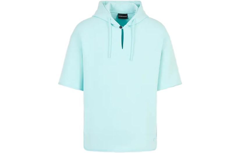 Emporio Armani Blue Solid Color Casual Short-Sleeve Hoodie 6R1MBY1-JHSZ1-0742
