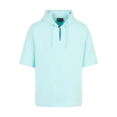 Emporio Armani Blue Solid Color Casual Short-Sleeve Hoodie 6R1MBY1-JHSZ1-0742