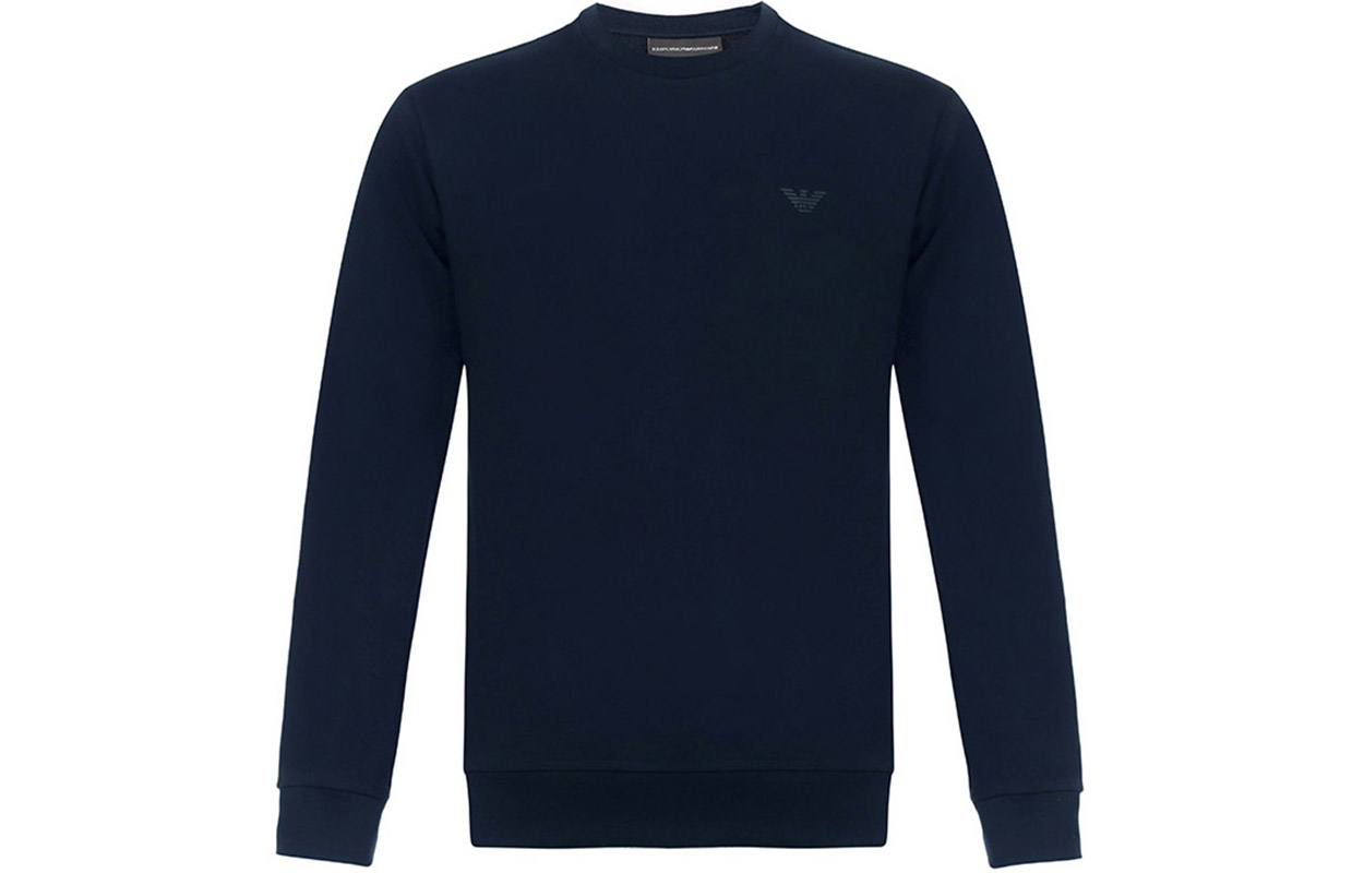 Emporio Armani Blue Solid Color Crewneck Long Sleeve Sweatshirt 8N1M16-1J07Z-0933