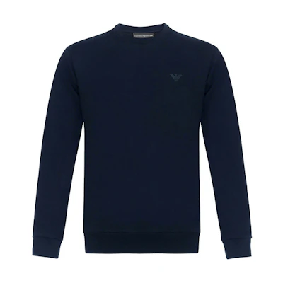 Emporio Armani Blue Solid Color Crewneck Long Sleeve Sweatshirt 8N1M16-1J07Z-0933