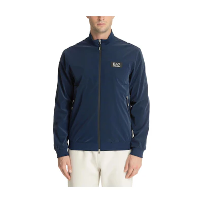Emporio Armani Blue Solid Letter Print Zip-Up Jacket 3DPB31-PNEBZ-1554
