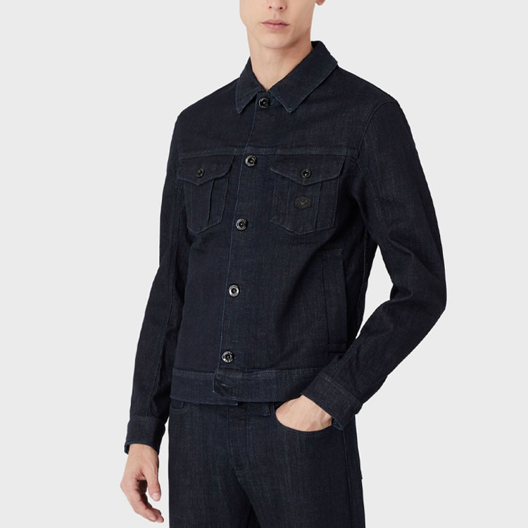 Emporio Armani Blue Solid Logo Patch Denim Jacket 8N1B95-1DV7Z-0941 圖 4