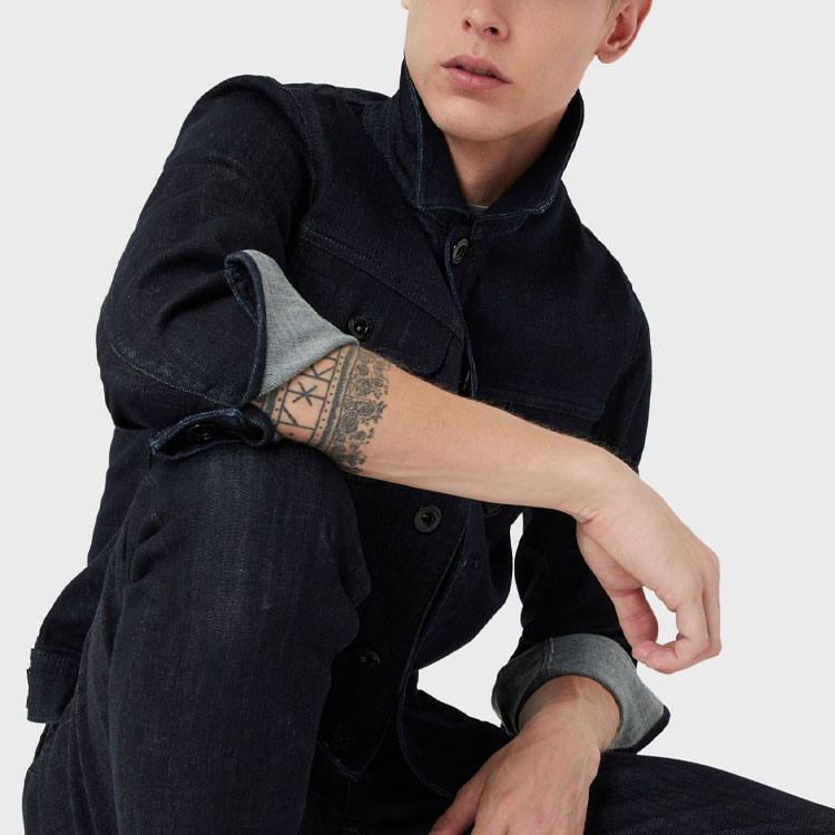 Emporio Armani Blue Solid Logo Patch Denim Jacket 8N1B95-1DV7Z-0941 圖 6