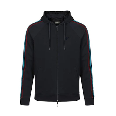 Emporio Armani Blue Stripe Trim Zip-Up Hoodie 6G1MD6-1J36Z-0922