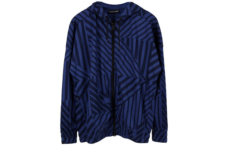 Emporio Armani Blue Striped Hooded Zip Jacket 3Z1M63-1JSWZ-F900