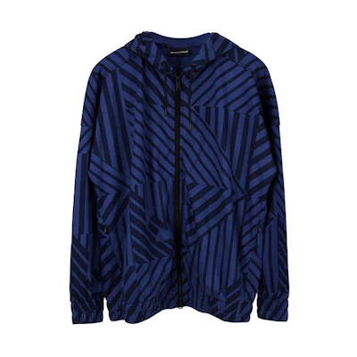 Emporio Armani Blue Striped Hooded Zip Jacket 3Z1M63-1JSWZ-F900