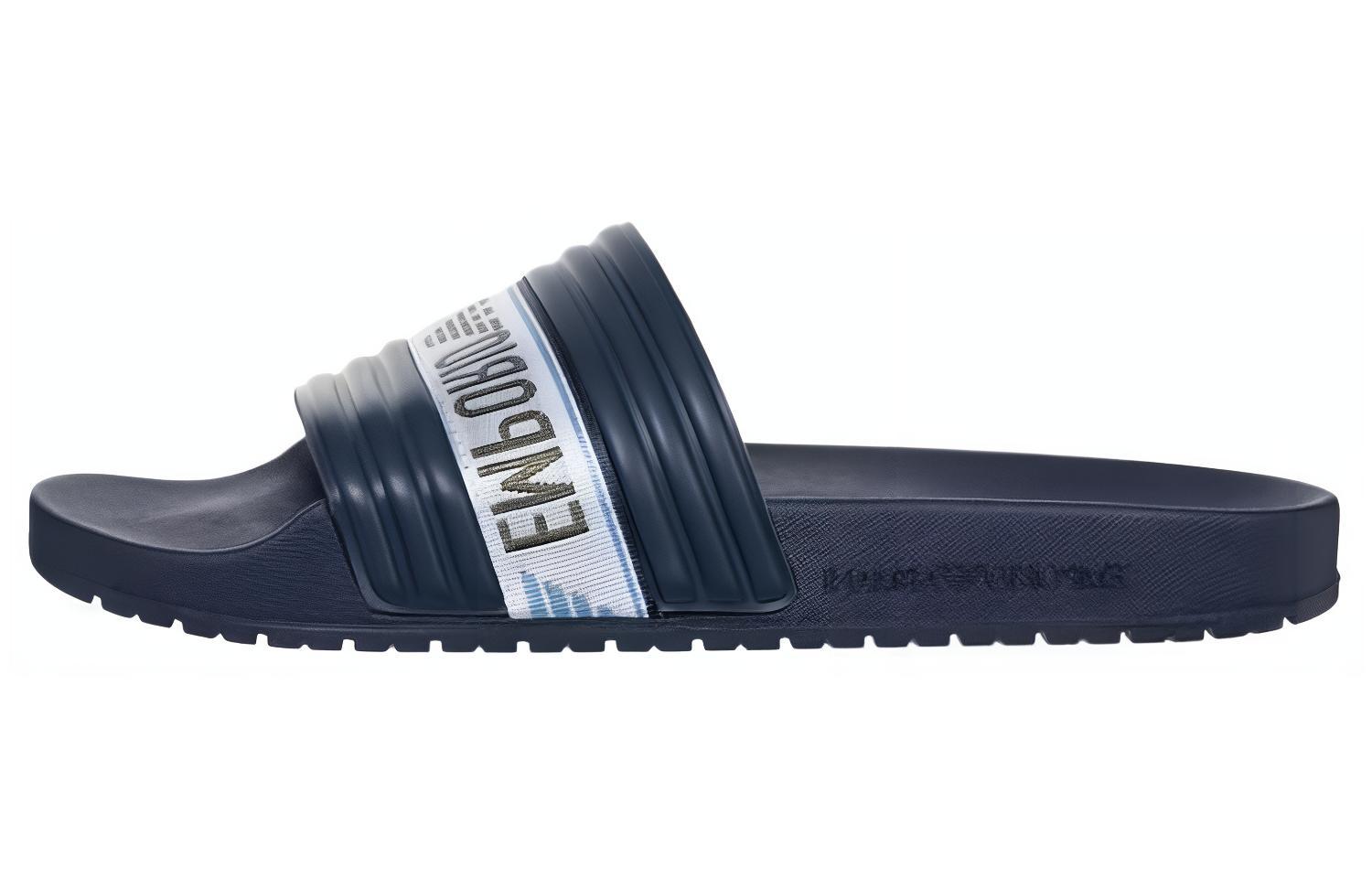 Emporio Armani Blue Thick-Soled Slip-On Slide Sandals. XVPS06XN999T637