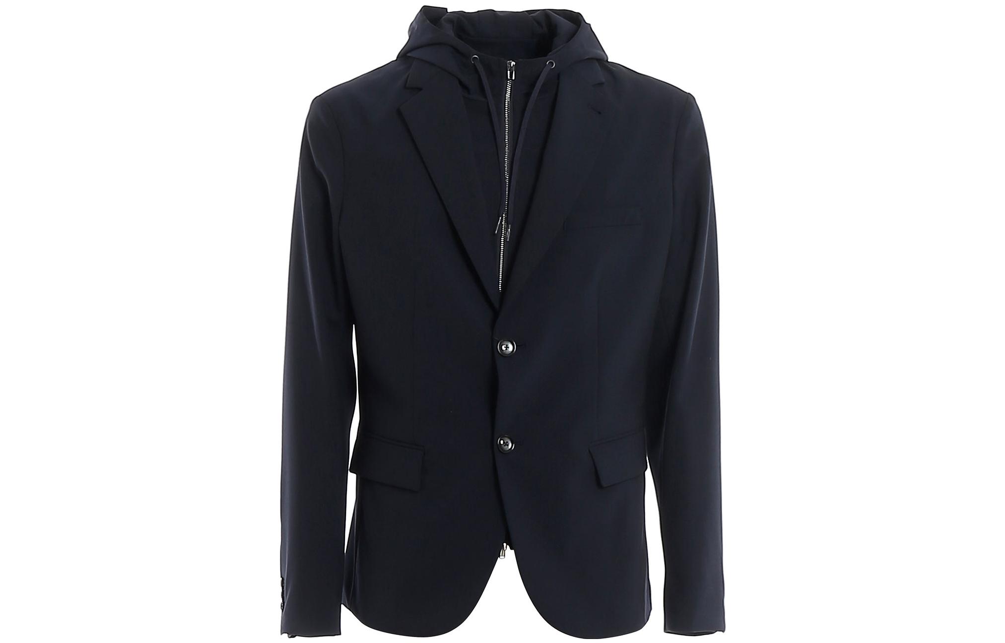 Emporio Armani Blue Two-in-One Solid Hooded Jacket 3H1GL2-1NJWZ-920