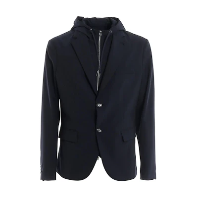 Emporio Armani Blue Two-in-One Solid Hooded Jacket 3H1GL2-1NJWZ-920