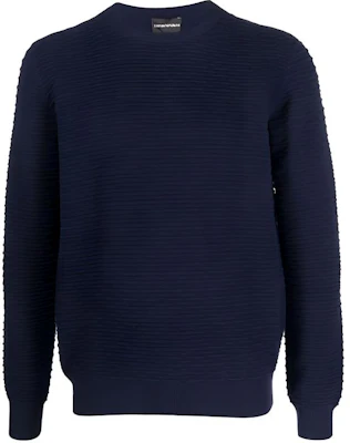 Emporio Armani 藍色羊毛圓領毛衣 - 素色設計襯衫。 6K1MV7-1M08Z-0922 Buy Emporio Armani 藍色羊毛圓領毛衣 - 素色設計襯衫。 6K1MV7-1M08Z-0922