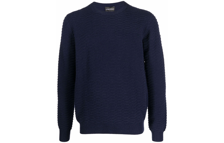 Emporio Armani Blue Wool Pullover Sweater - Solid Color Crewneck. 6K1MV7-1M08Z-0922 圖 2