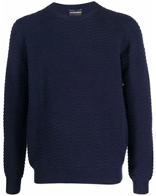 Emporio Armani 藍色羊毛圓領毛衣 - 素色設計襯衫。 6K1MV7-1M08Z-0922 Order Emporio Armani 藍色羊毛圓領毛衣 - 素色設計襯衫。 6K1MV7-1M08Z-0922
