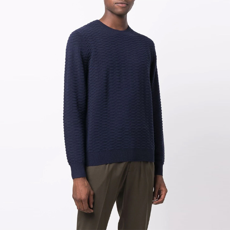 Emporio Armani Blue Wool Pullover Sweater - Solid Color Crewneck. 6K1MV7-1M08Z-0922 圖 4