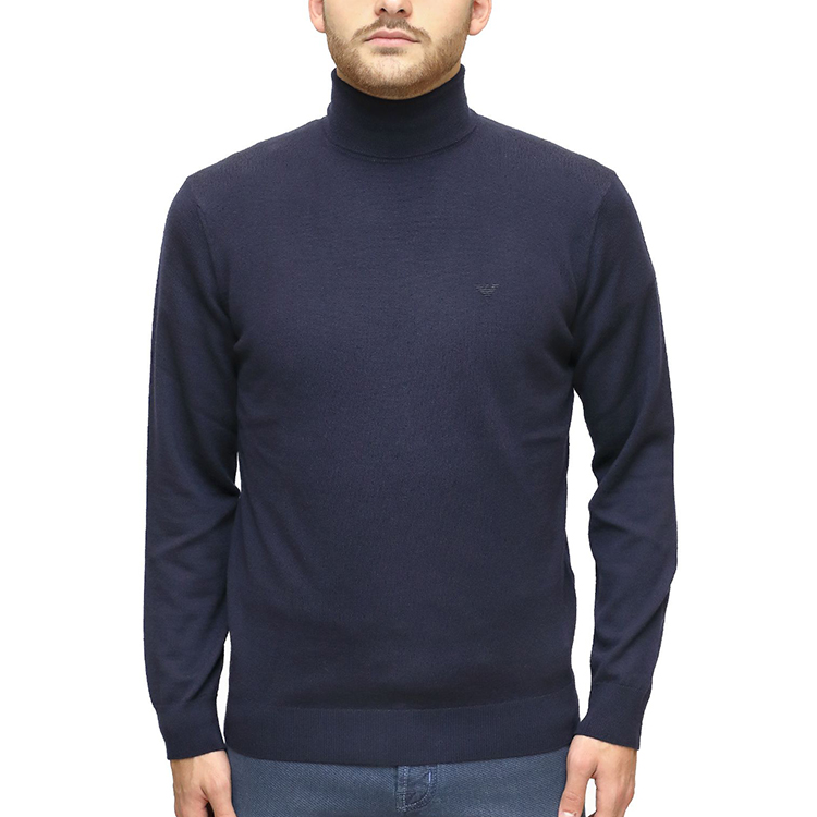Shop エンポリオ アルマーニ ブルー ウール タートルネック セーター 8N1MYZ-1M4CZ-0924