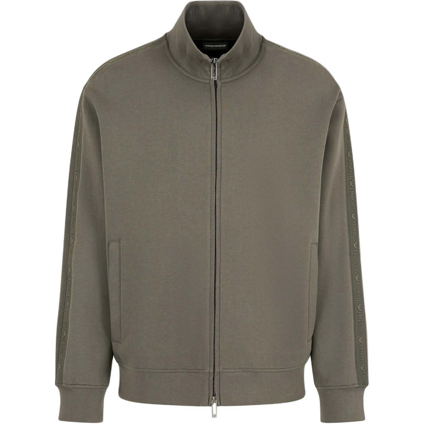 Emporio Armani Brown-Green Logo Embroidery Long-Sleeve Jacket 6D1MA8-1JHSZ-06K0