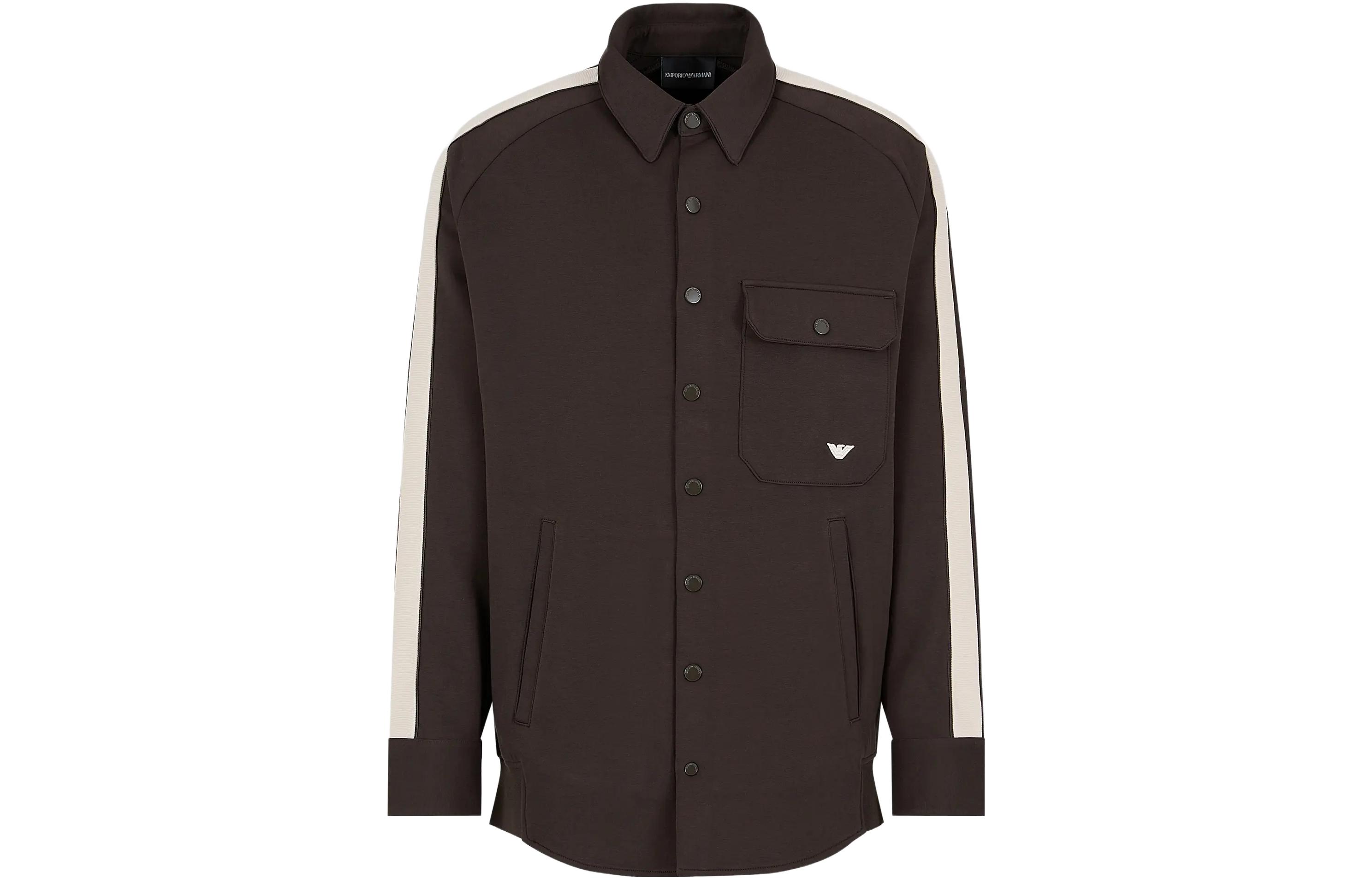 Emporio Armani Brown Casual Jacket with Contrast Trim and Button Closure 6R1MF4-1JHSZ-05A6