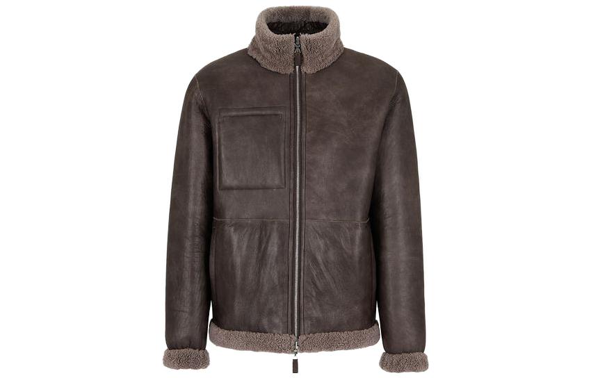 Emporio Armani Brown Colorblock Pocket Casual Long Sleeve Jacket H41R87-E1P87-1461