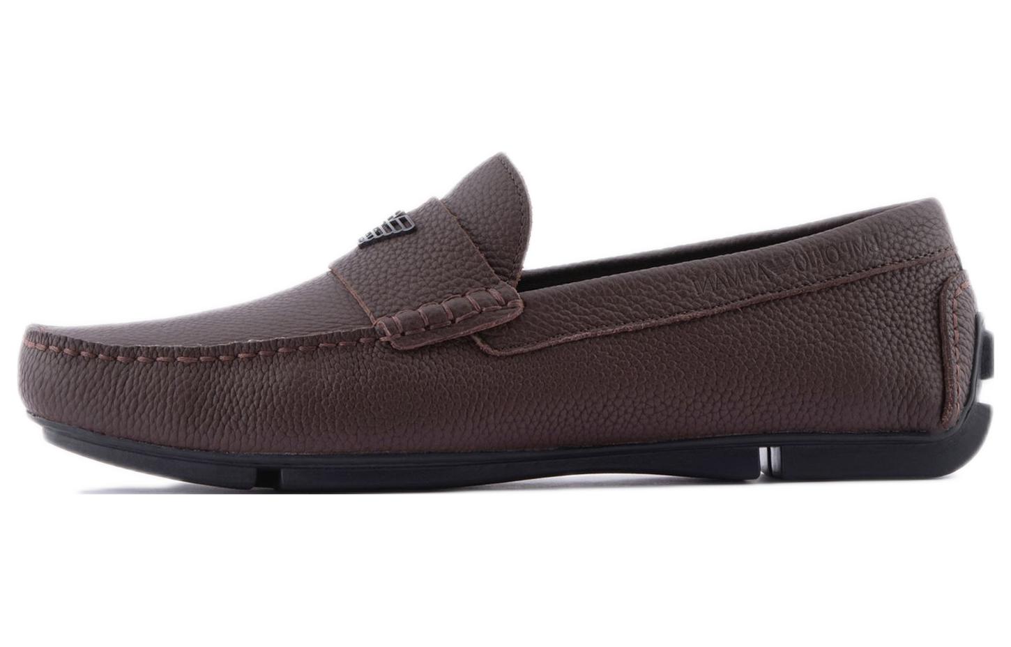 Emporio Armani Brown Leather Slip-On Casual Shoes X4B124XF665100214