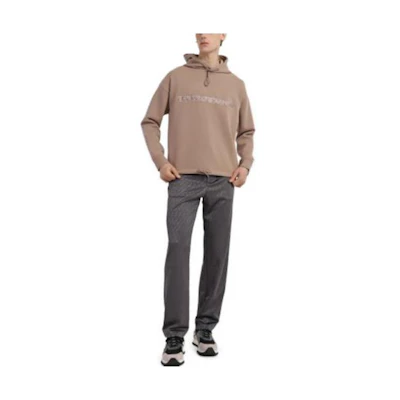 Emporio Armani Brown Letter Print Loose Fit Hoodie 3R1MBC-1JHSZ-0144