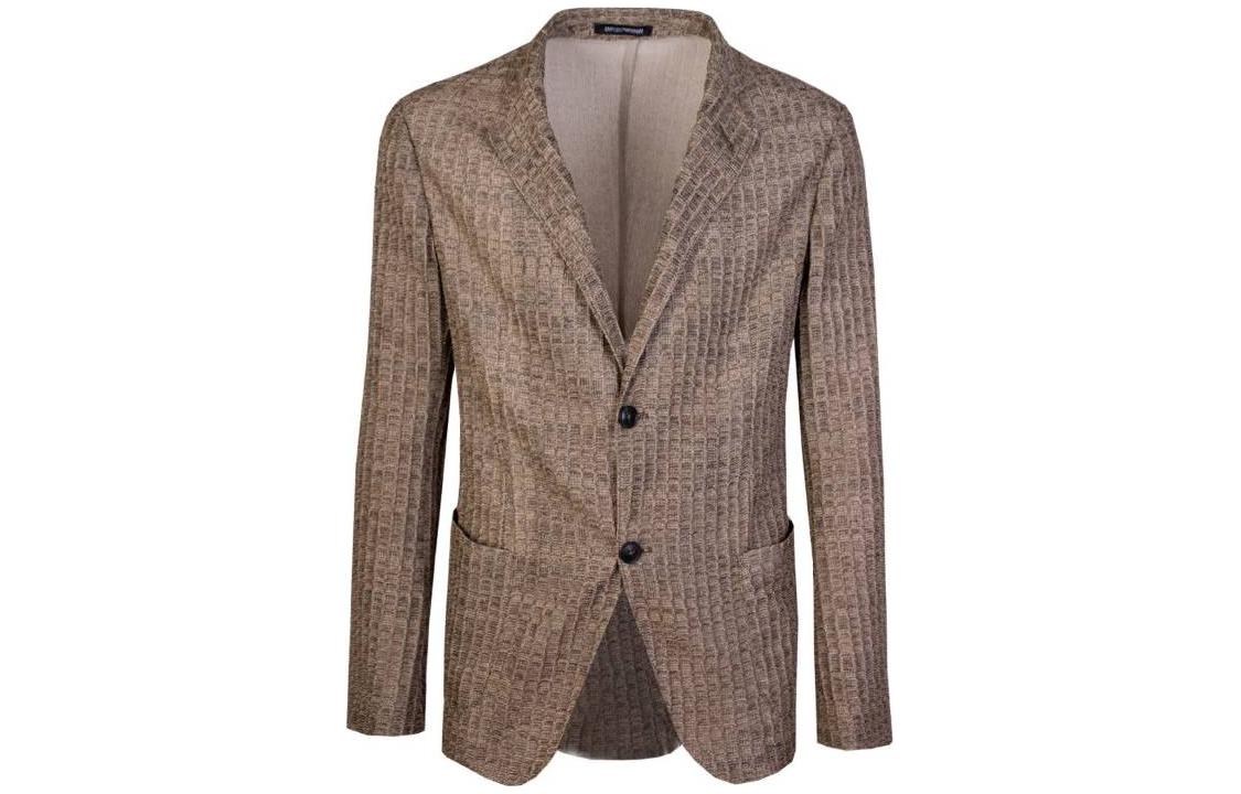 Emporio Armani Brown Single-Breasted Slim-Fit Long-Sleeve Jacket 23MG182