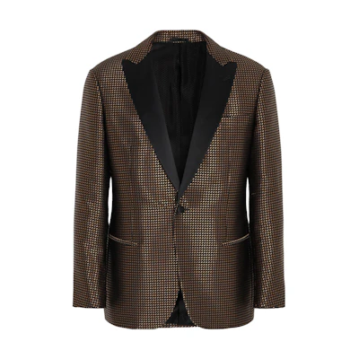 Emporio Armani Brown Slim-Fit V-Neck Grid Long-Sleeve Jacket 2SGGG0WGT-04OY1-F8XS