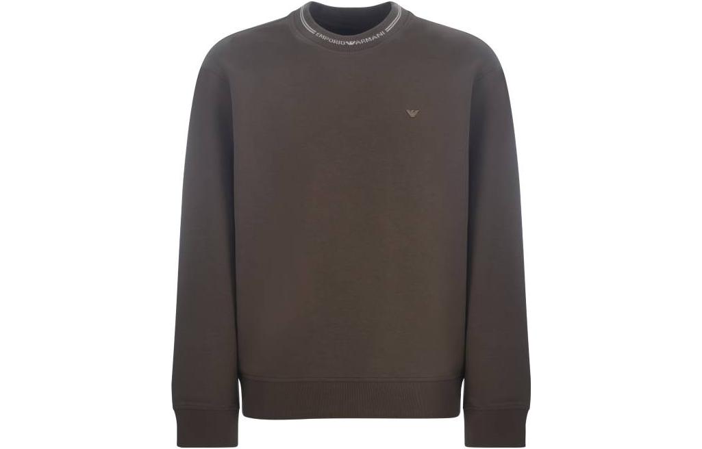 Emporio Armani Brown Solid Color Crewneck Long Sleeve Sweatshirt 6R1MF2-1JHSZ-0489
