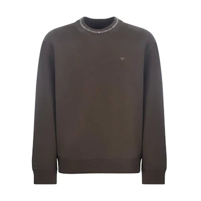 Emporio Armani Brown Solid Color Crewneck Long Sleeve Sweatshirt 6R1MF2-1JHSZ-0489