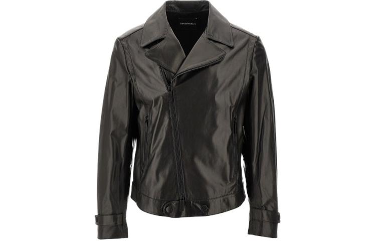 Emporio Armani Brown Solid Zip-Up Collared Long-Sleeve Jacket E31R85-F1P85-999