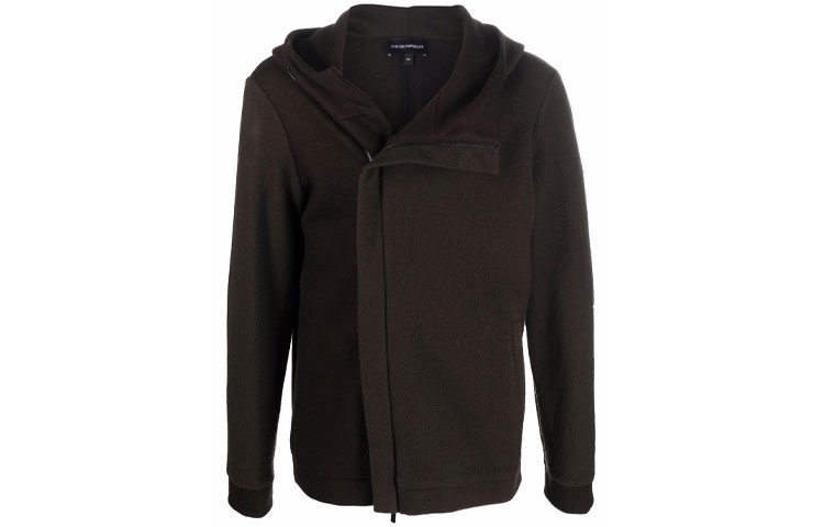 Emporio Armani Brown Wool Hooded Jacket 6K1B6P-1-JT5Z