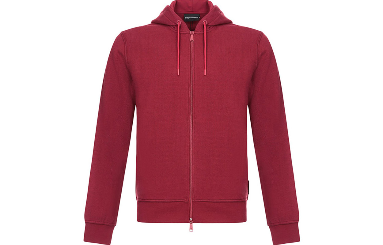 Emporio Armani Burgundy Hoodie Sweater Jacket Top 3Z1M75-1J31Z-0393