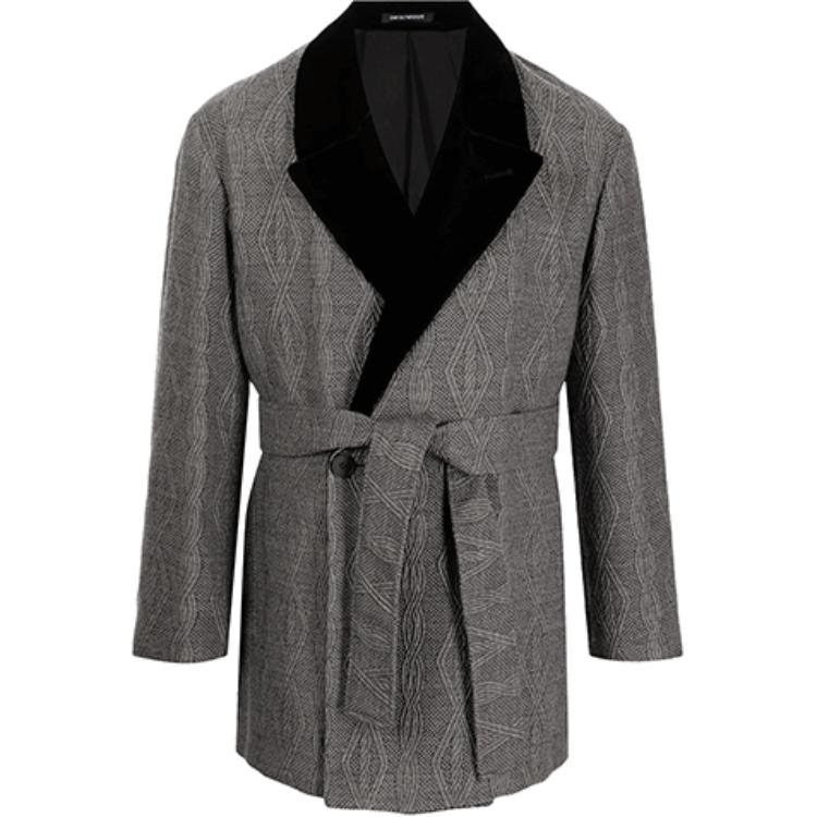 Emporio Armani Cable Knit Waist Jacket Gray B1G36-0B113-1630