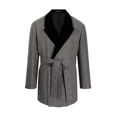 Emporio Armani Cable Knit Waist Jacket Gray B1G36-0B113-1630