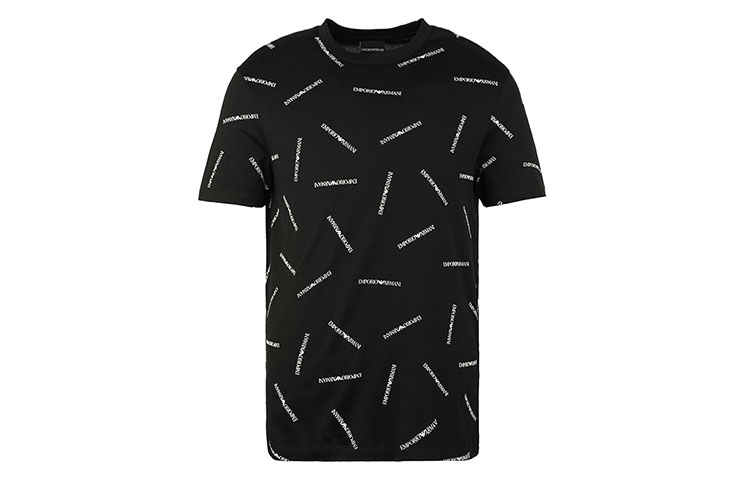 EMPORIO ARMANI Casual All-Over Print Black T-Shirt 3H1TD7-1J30Z-F928