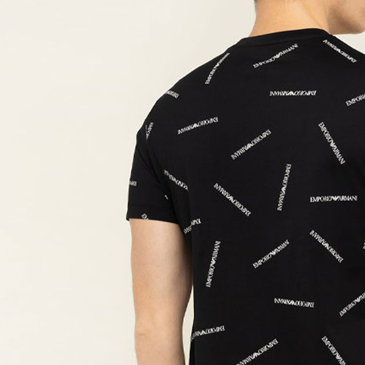 Sizing エンポリオ アルマーニ カジュアル オールオーバープリント ブラック Tシャツ 3H1TD7-1J30Z-F928