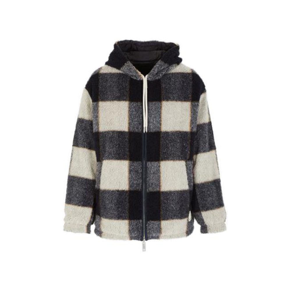 Emporio Armani Checkered Hooded Zip-Up Jacket Black/White 6R1B7F-1K1DZ-F912