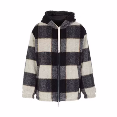 Emporio Armani Checkered Hooded Zip-Up Jacket Black/White 6R1B7F-1K1DZ-F912