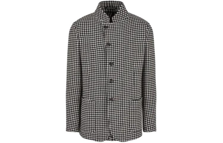 Emporio Armani Checkered Stand Collar Single-Breasted Jacket - Black E31G57-F1067-1991