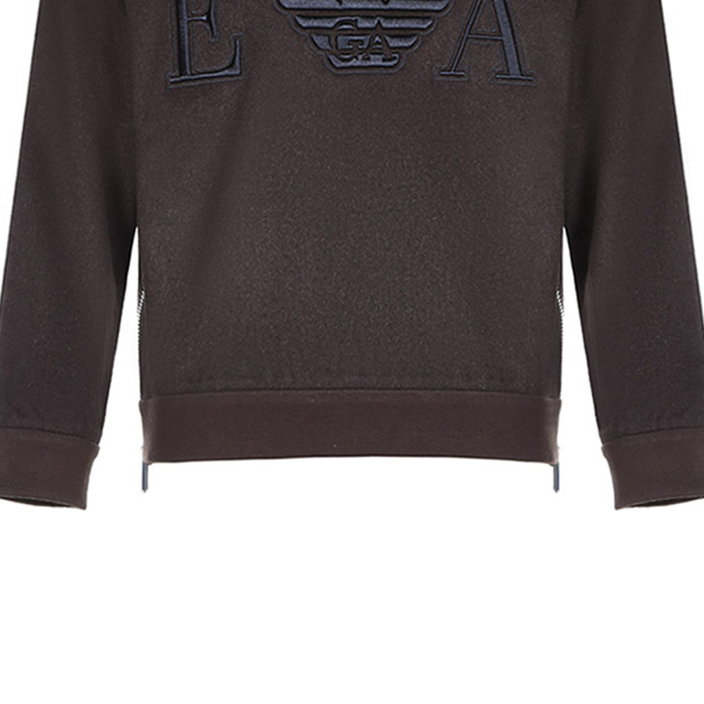 EMPORIO ARMANI Chocolate Brown Embroidered Wool Hoodie Sweater 6H1M81-1NXQZ-0482 圖 6