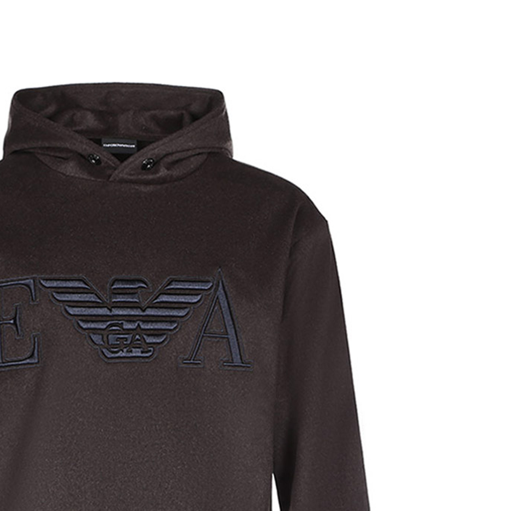 EMPORIO ARMANI Chocolate Brown Embroidered Wool Hoodie Sweater 6H1M81-1NXQZ-0482 圖 7