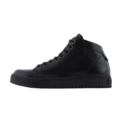 Emporio Armani Classic Logo Leather Mid-Top Sneaker 'Black'