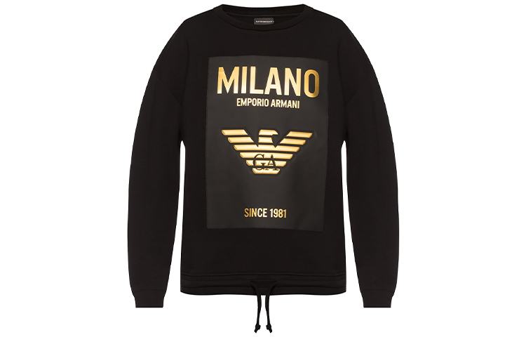 Emporio Armani Classic Logo Patch Drawstring Hoodie Black 3H1M72-1JPHZ-0002 圖 2