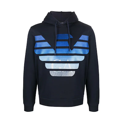 Emporio Armani Classic Logo Print Hoodie in Black 3H1MN6-1JVTZ-F989