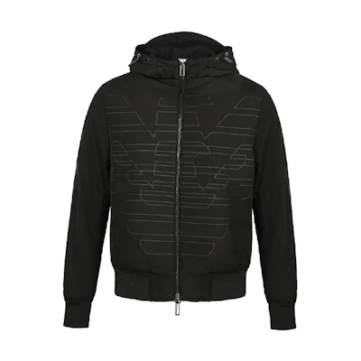 Emporio Armani Classic Logo Satin Bomber Jacket Black 6H1BD9-1NYAZ-0999