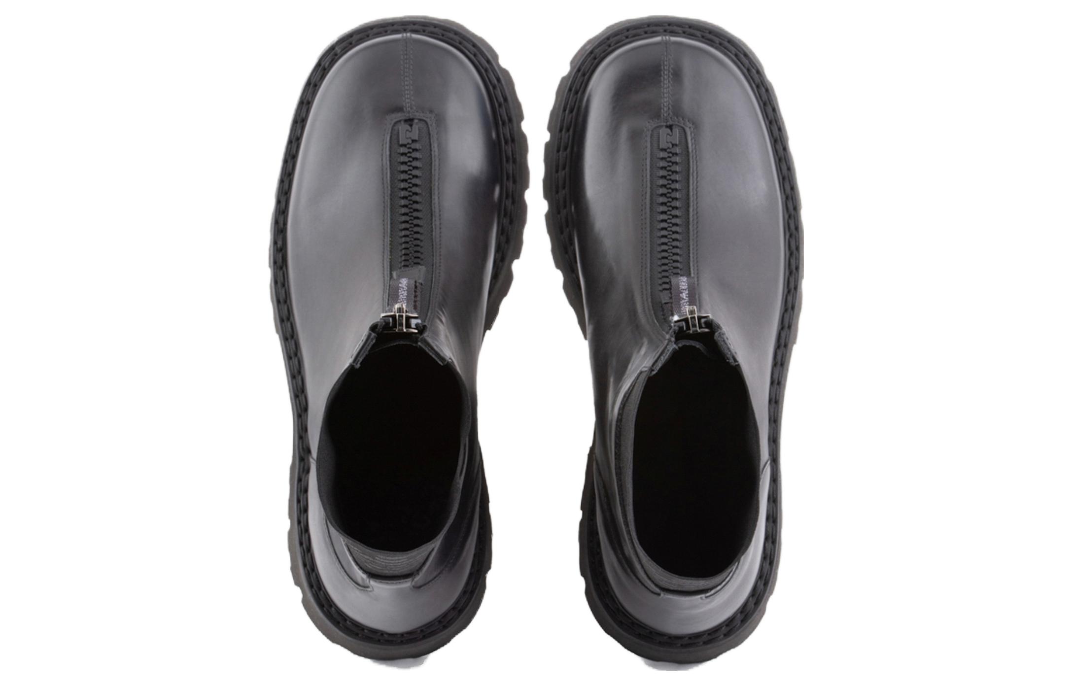 Emporio Armani CNY Leather Boots Black 'Serrated Sole Square Toe' 圖 3