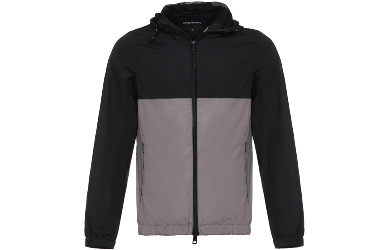 Emporio Armani Color-Block Hooded Jacket Grey/Black 3G1BA8-1NSFZ-F612