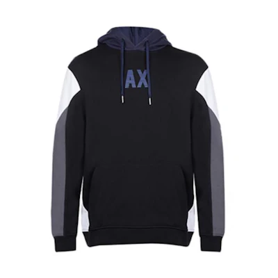 Emporio Armani Colorblock Logo Hoodie Pullover Black 6KZMFH-ZJ8CZ-2207